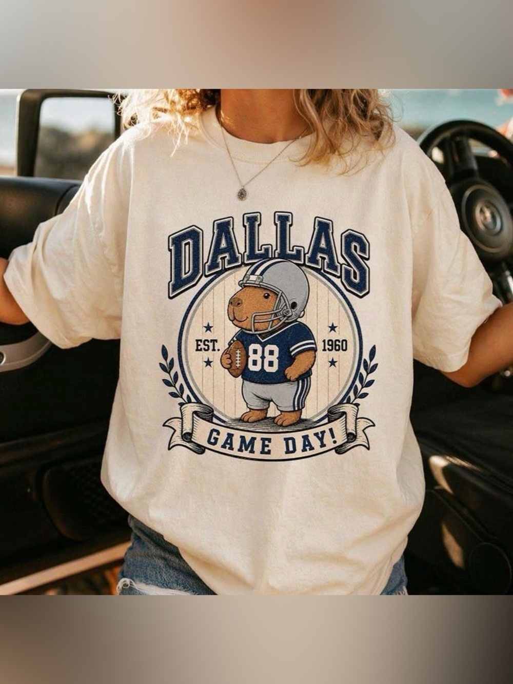Dallas Capybara Football T-Shirt, Vintage Game Day Tee, Retro Comfort Color Tee